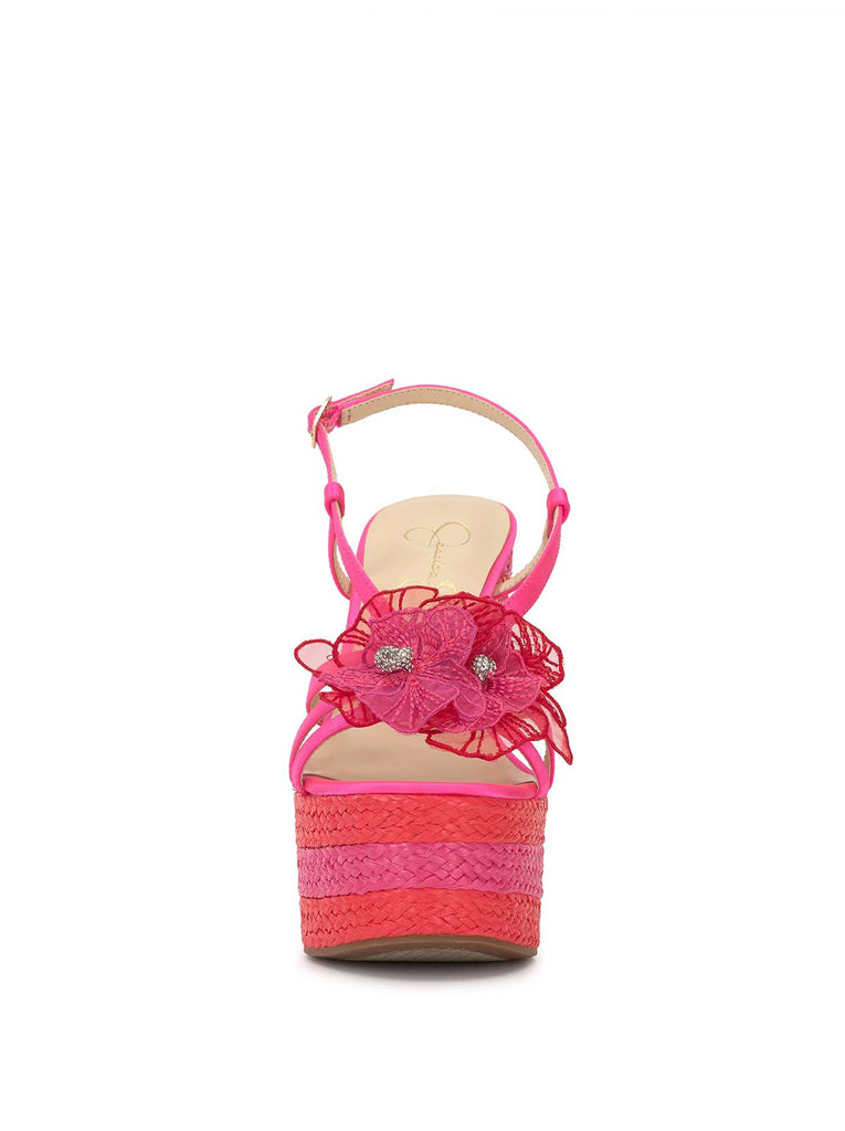 Visela Flower Wedge Sandal in Flamingo Pink