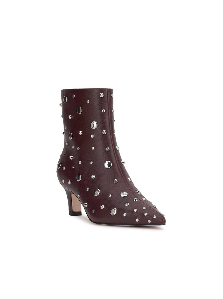 Viviana Kitten Heel Bootie in Dark Cherry