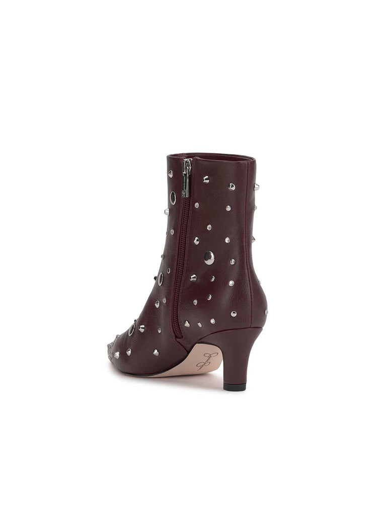 Viviana Kitten Heel Bootie in Dark Cherry