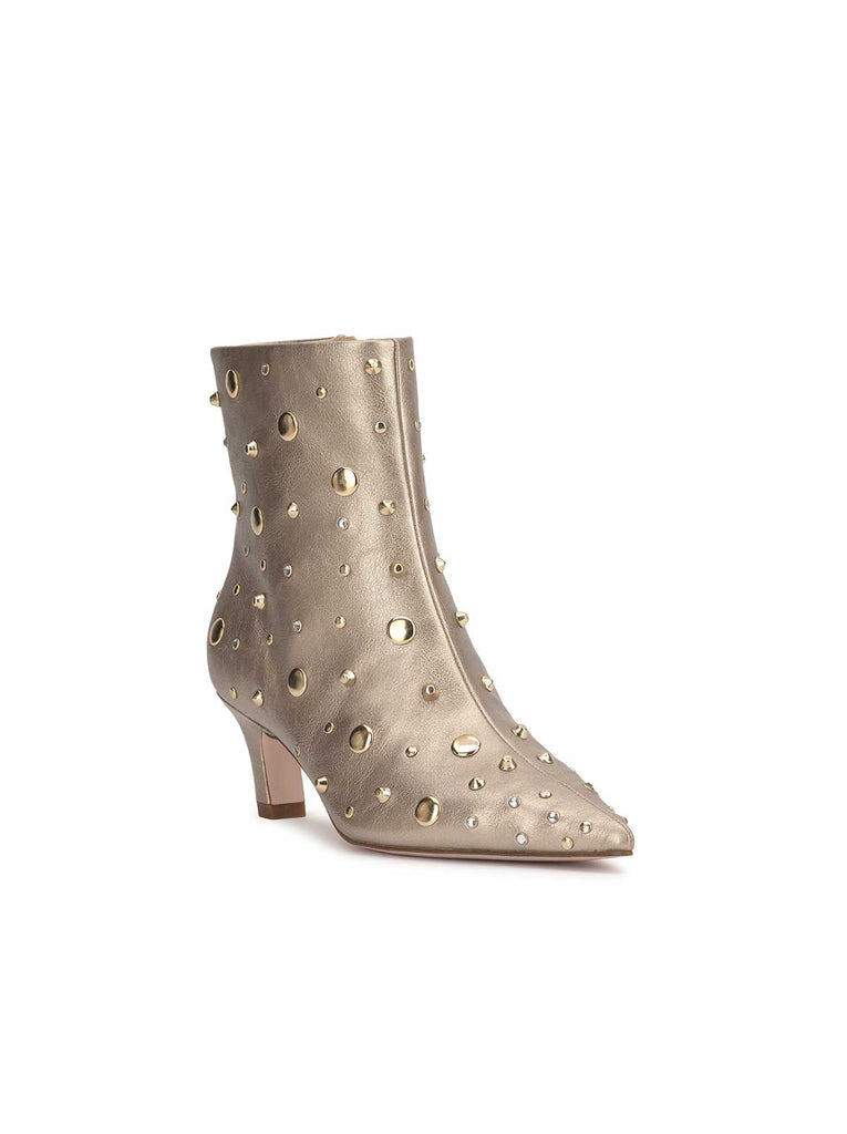 Viviana Kitten Heel Bootie in Gold