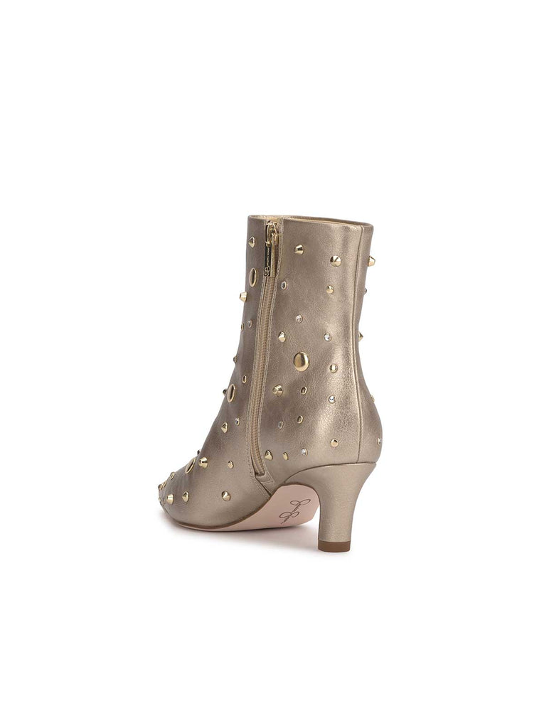 Viviana Kitten Heel Bootie in Gold