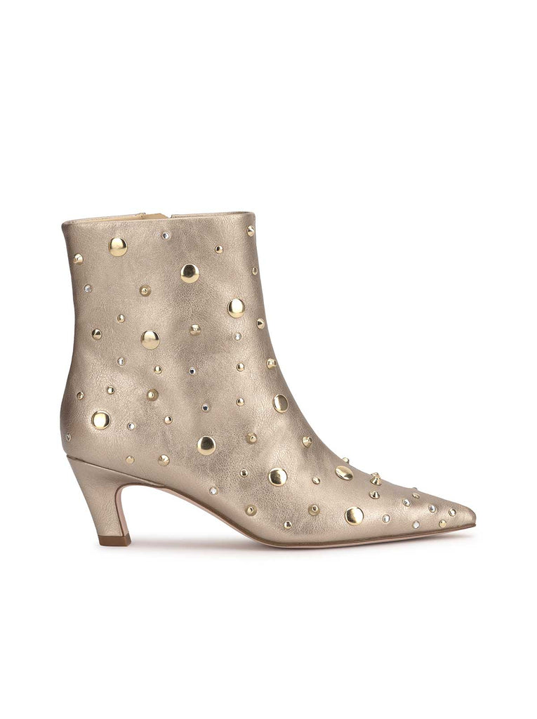 Viviana Kitten Heel Bootie in Gold