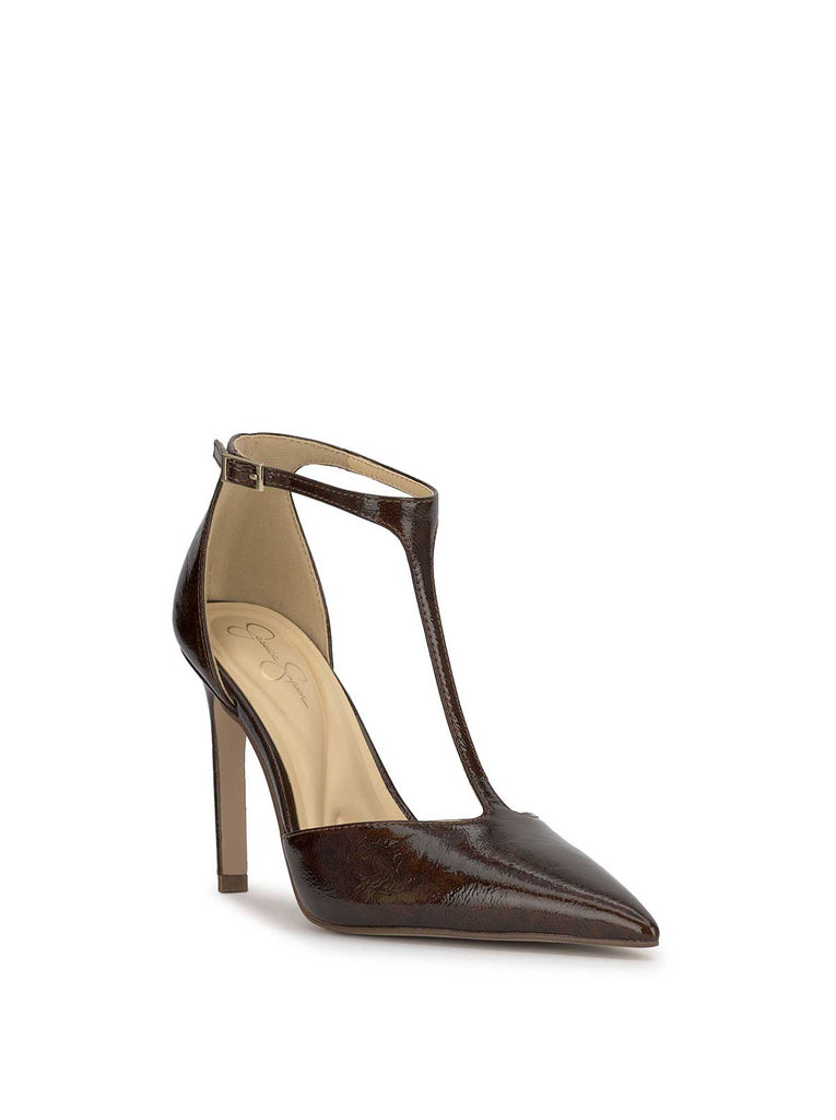 Willna T-Strap Pump in Chocolate Brown