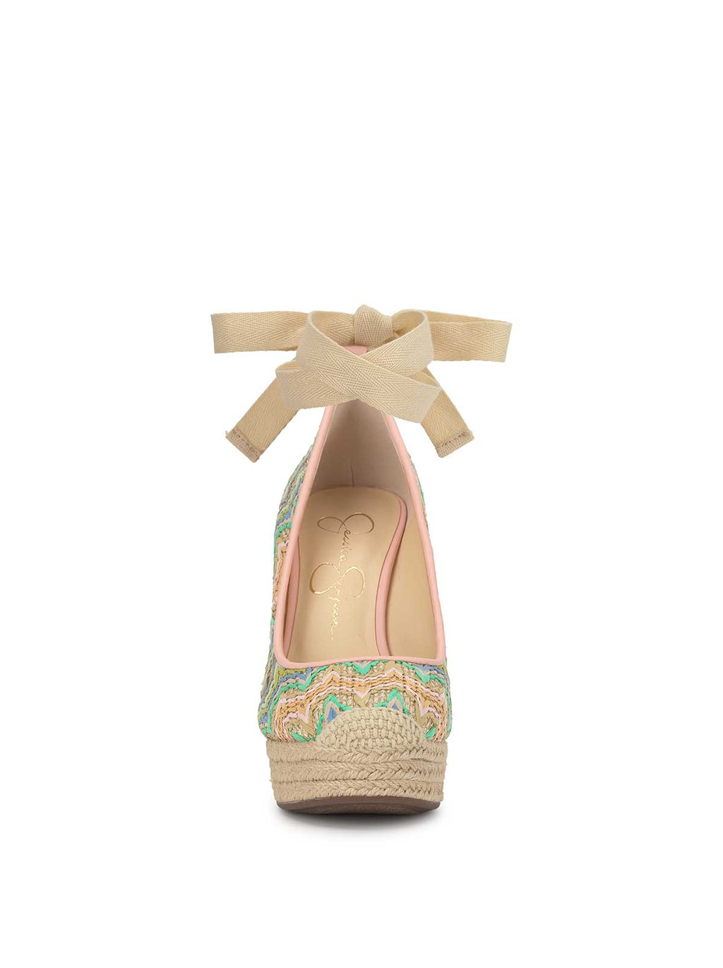 Zexie Platform Wedge in Raffia Chevron