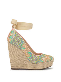 Zexie Platform Wedge in Raffia Chevron