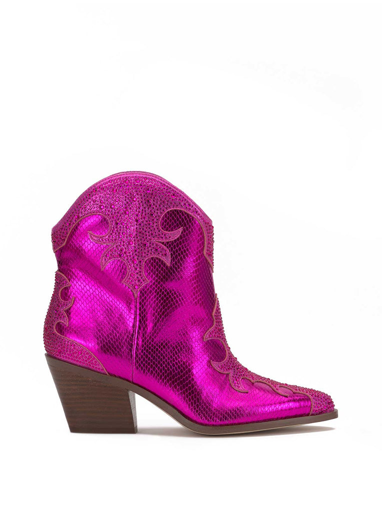 Zolly Embellished Western Bootie in Pink