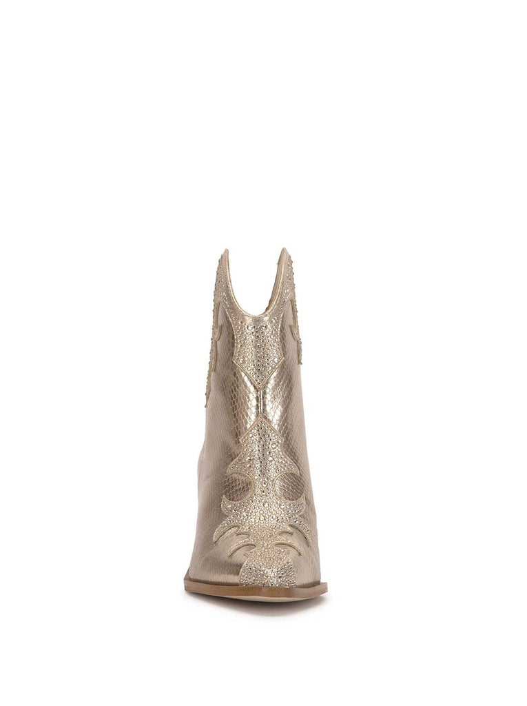 Zolly Embellished Western Bootie in Champagne