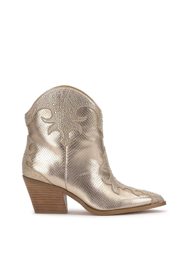 Zolly Embellished Western Bootie in Champagne