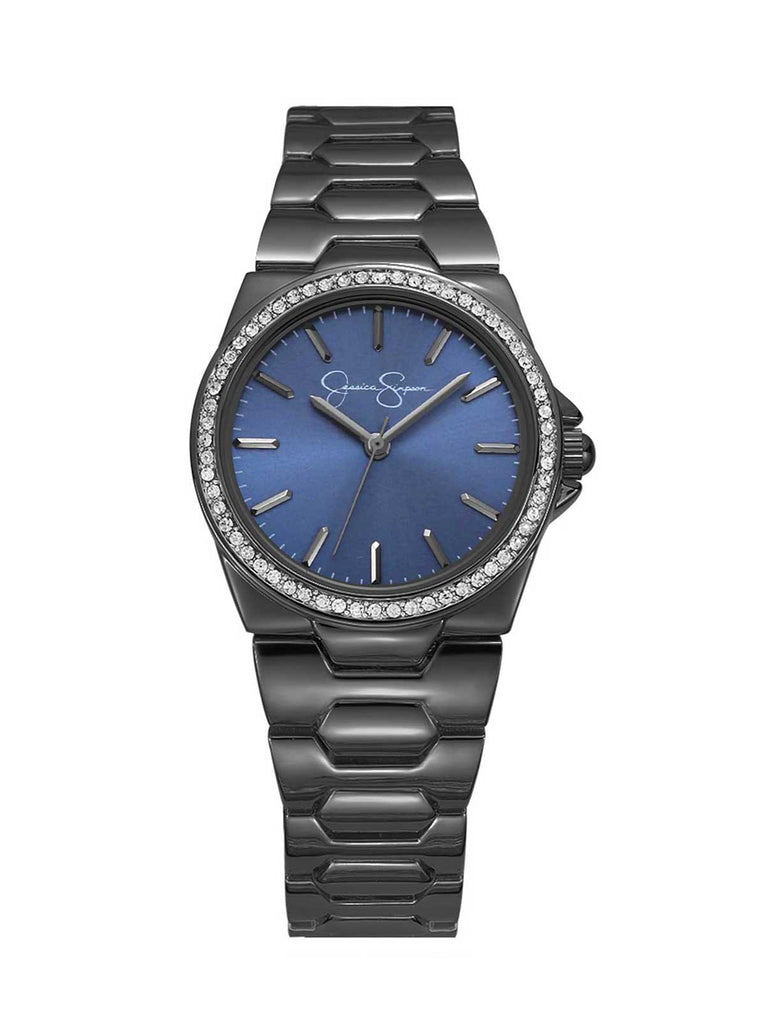 Crystal Bezel Bracelet Watch in Gunmetal