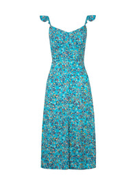 Sahira Dress in Tile Blue Acrylic Ditsy