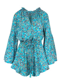 Aurelia Romper in Tile Blue Acrylic Ditsy