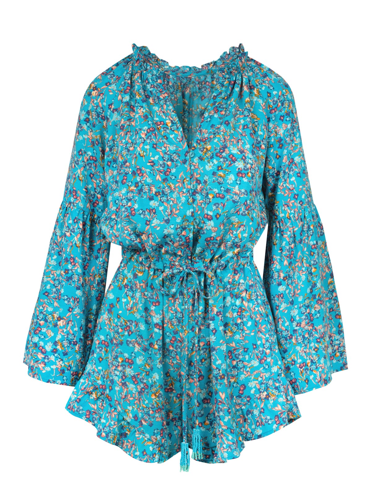 Aurelia Romper in Tile Blue Acrylic Ditsy