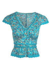 Alessia Blouse in Tile Blue Acrylic Ditsy