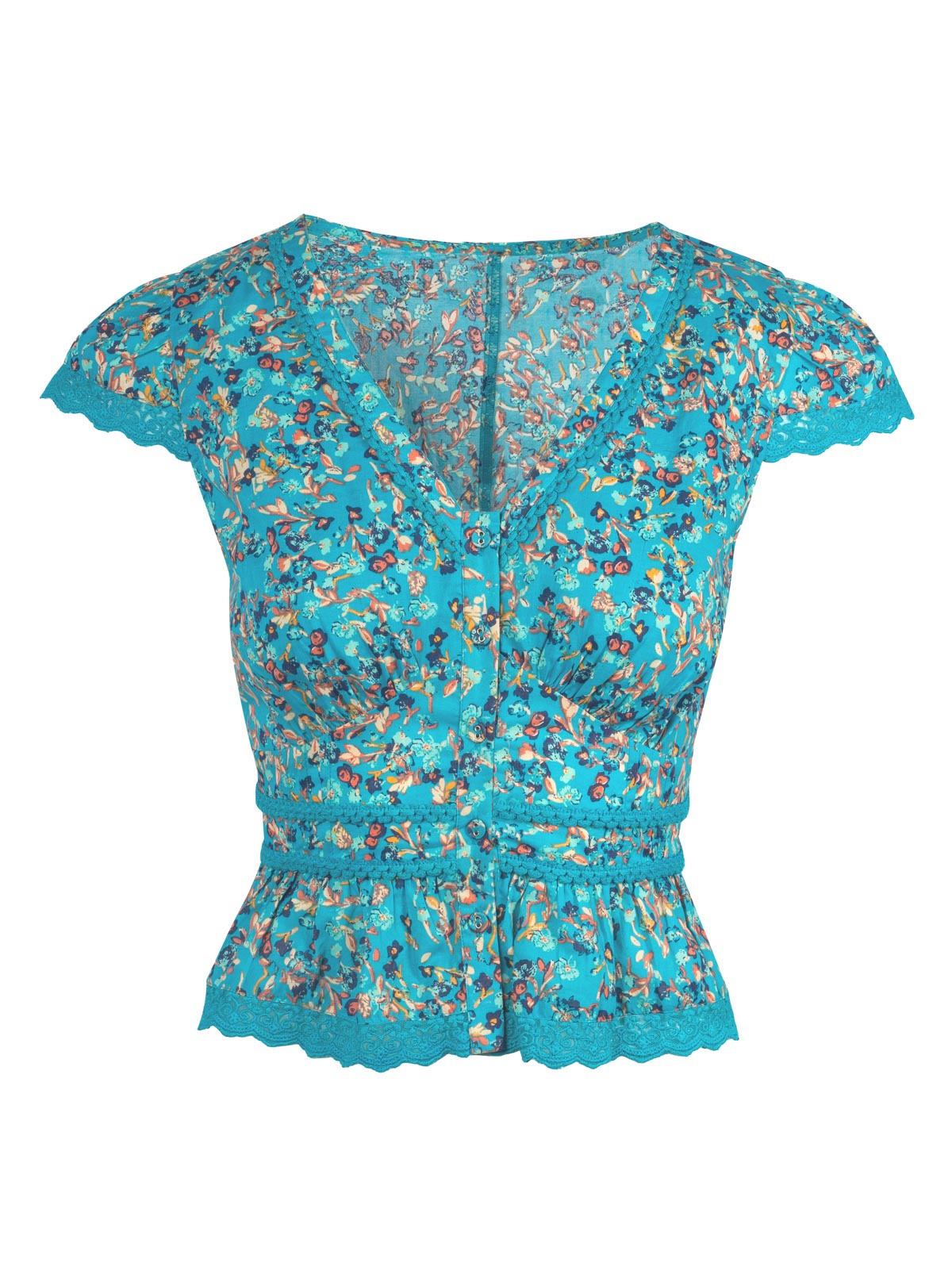 Alessia Blouse in Tile Blue Acrylic Ditsy