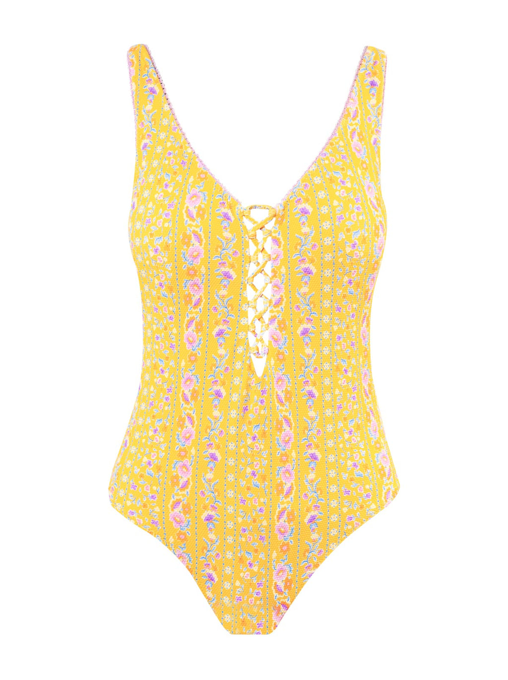 Lace Up One Piece in Foxglove Stripe