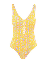 Lace Up One Piece in Foxglove Stripe