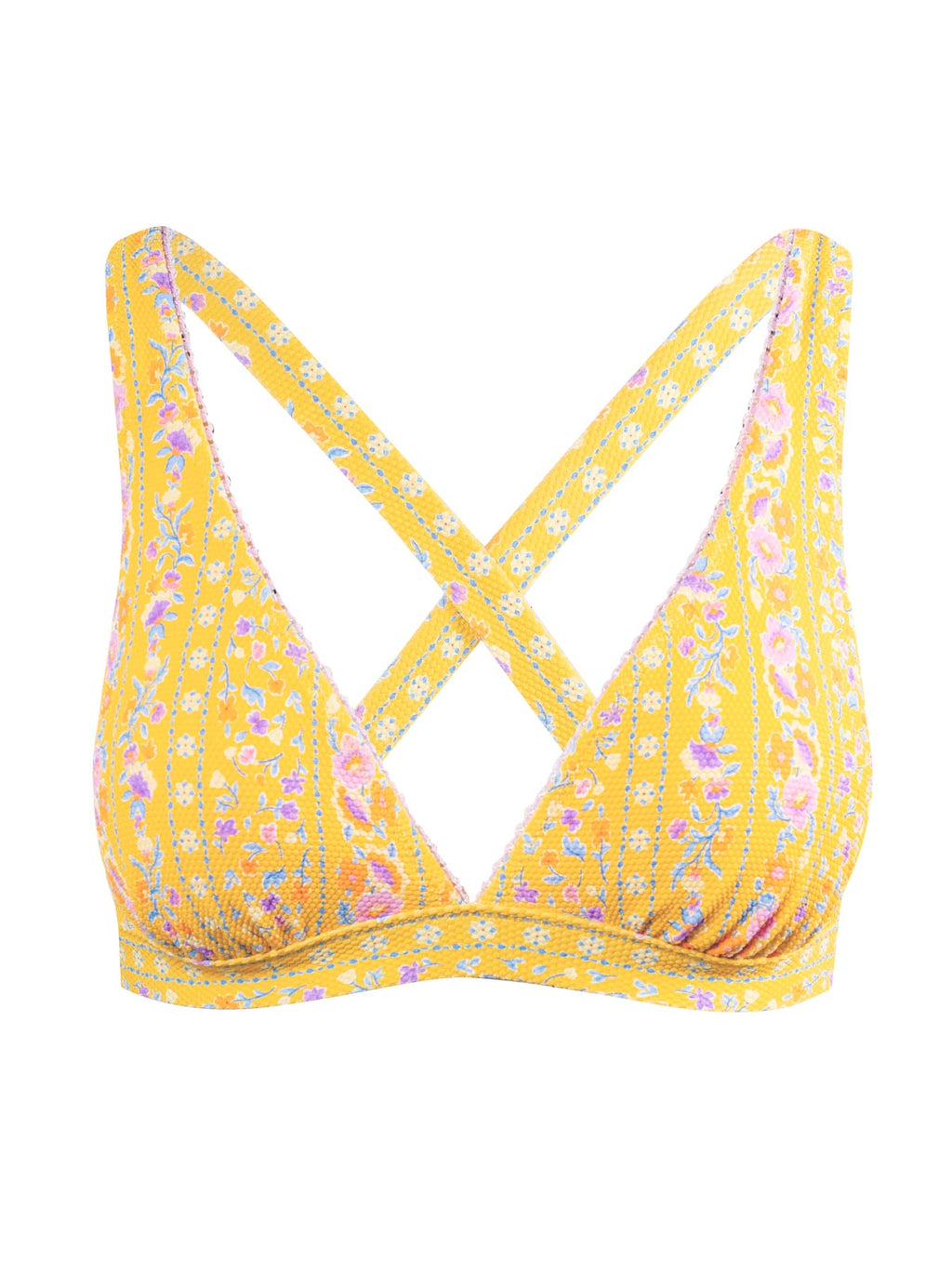 X-Back Triangle Bra in Foxglove Stripe