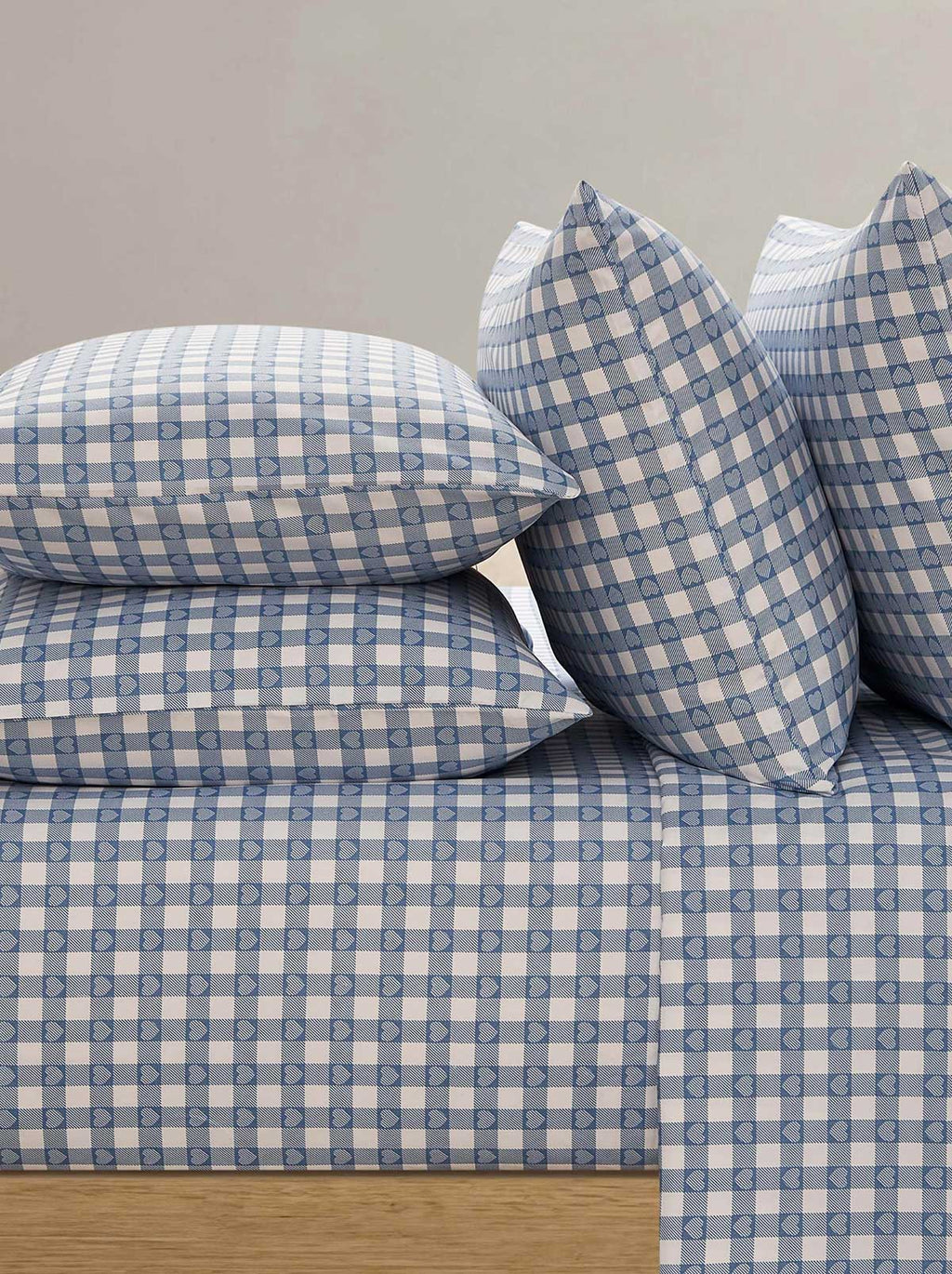 Sheet Set in Heart Gingham Blue