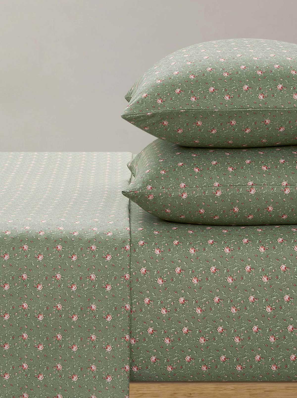 Sheet Set in Cottage Rose Sage Green