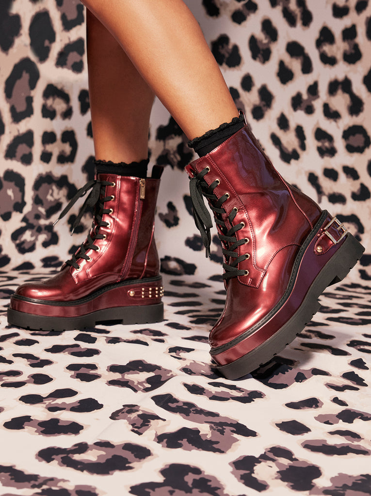 Imelda Combat Boot in Oxblood