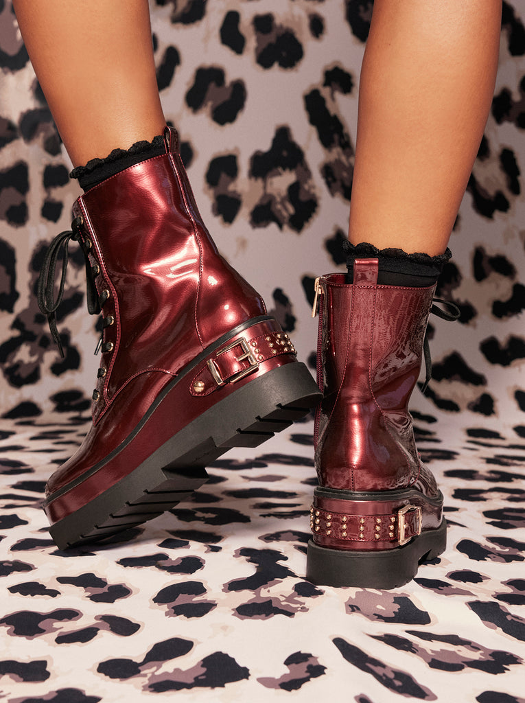 Imelda Combat Boot in Oxblood