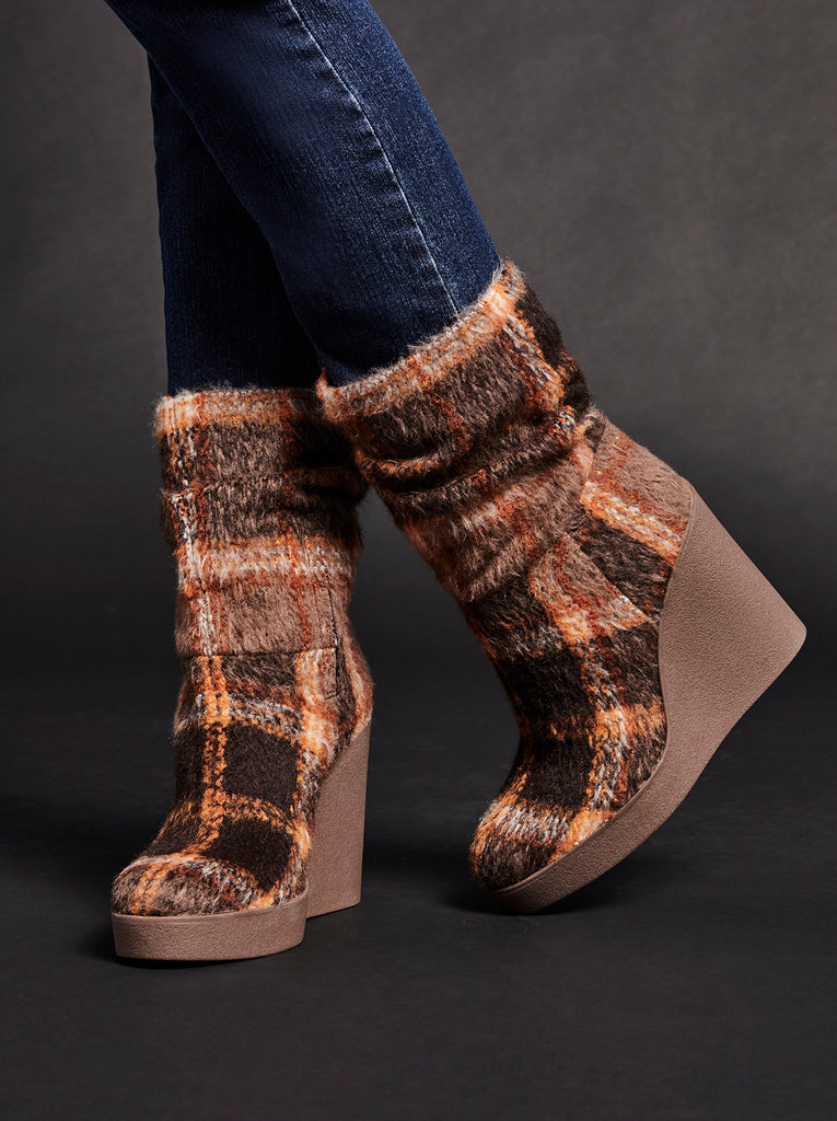 Mynette Slouch Wedge Bootie in Mocha Combo