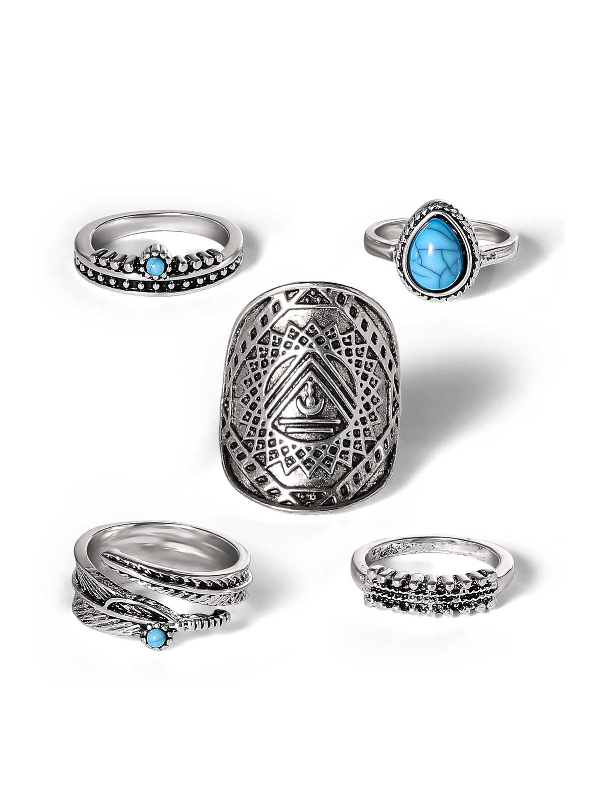 Boho Turquoise Ring Set
