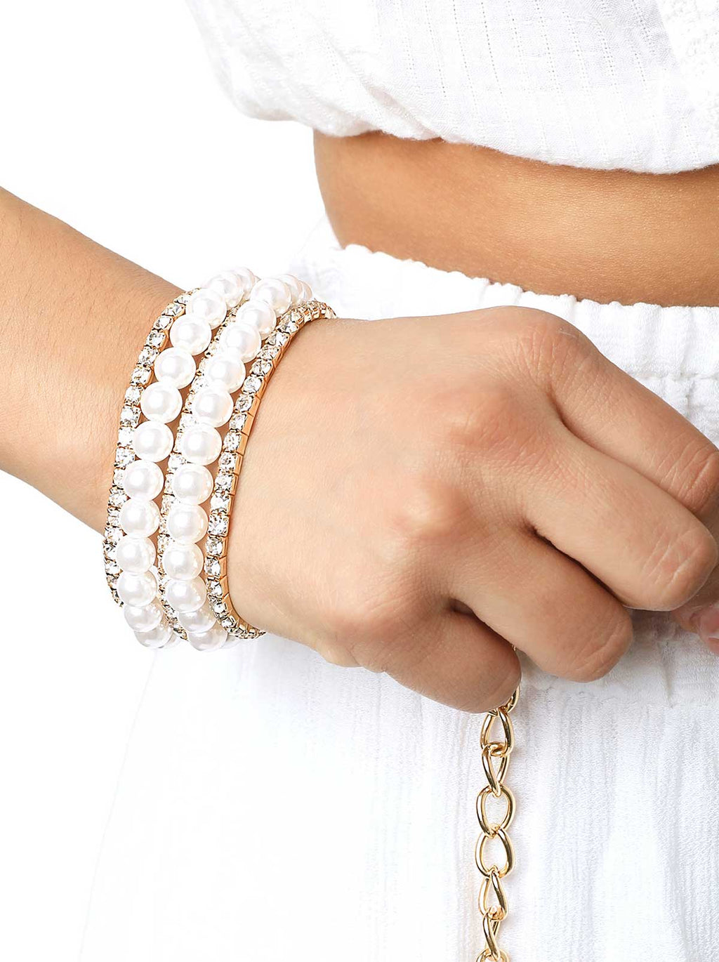 5-Piece Pearl & Tennis Bracelet Set