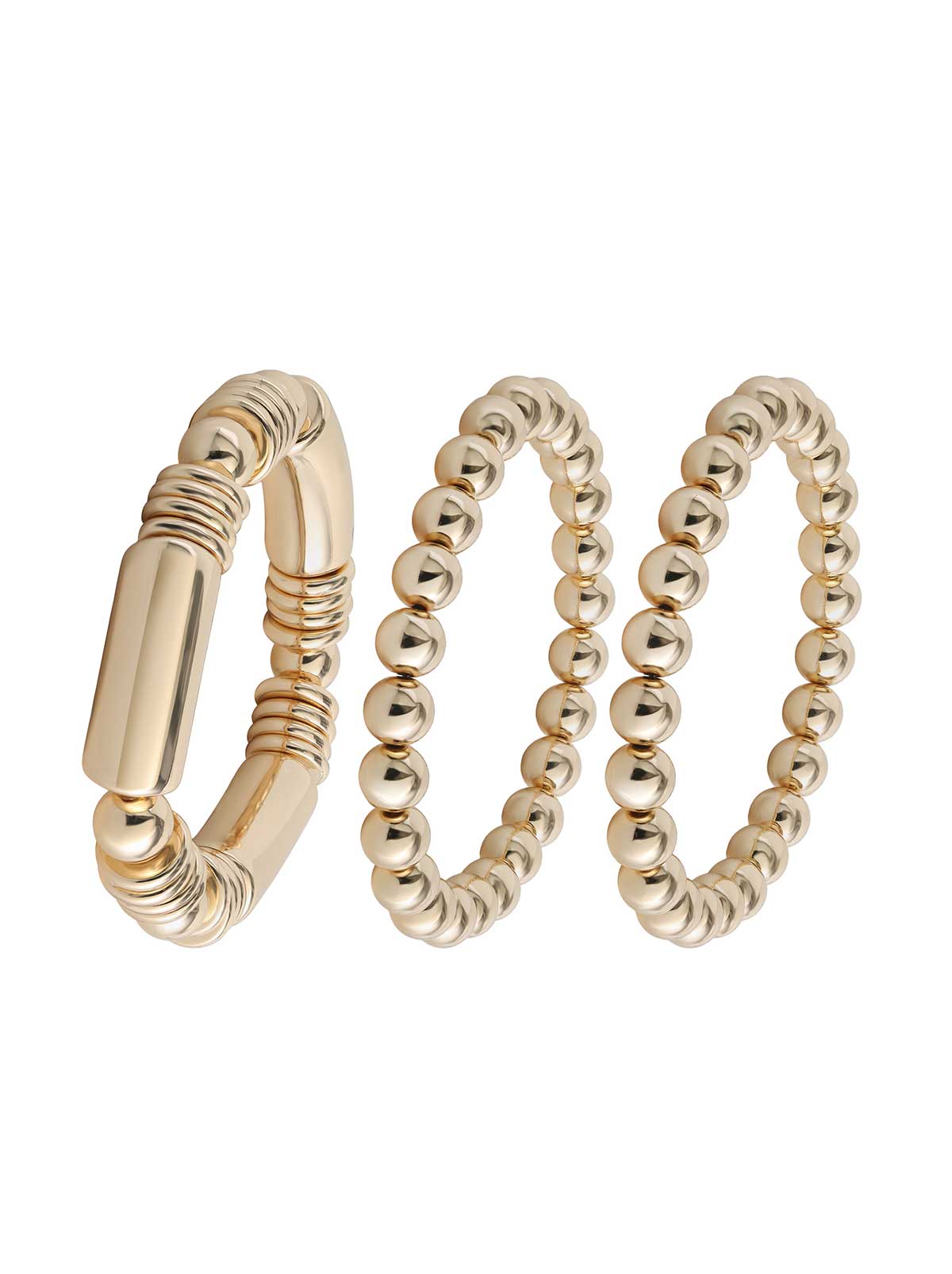 3 Stackable Gold Bracelet Set