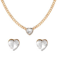 Heart Crystal Necklace & Stud Earring Set
