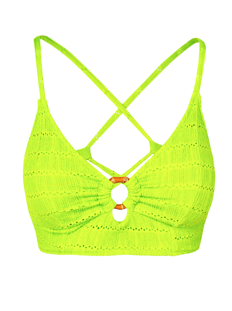 Boho Jacquard Cropped Cami with Ring in Lime