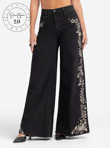 Jessica Simpson 2.0 Joplin Super Wide Jeans in Black