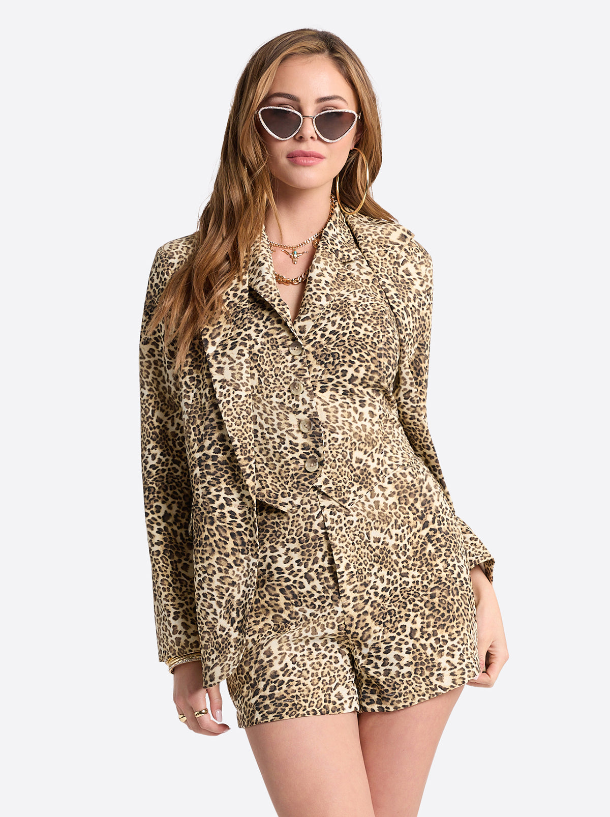 Kailani Blazer in Vanilla Ice Petite Leopard