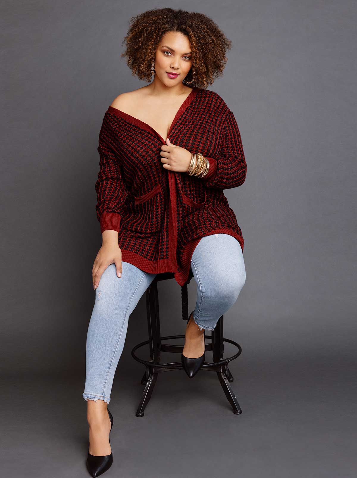 Sterling Cardigan in Syrah and Black – Jessica Simpson