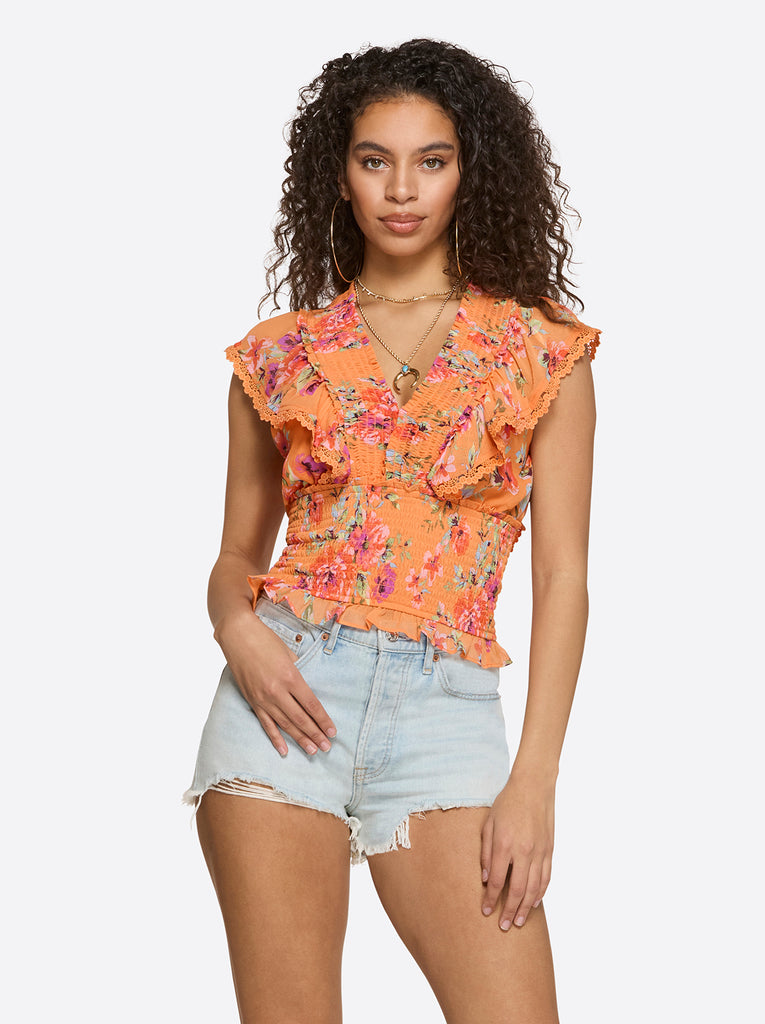 Lilianna Top in Watercolor Roses
