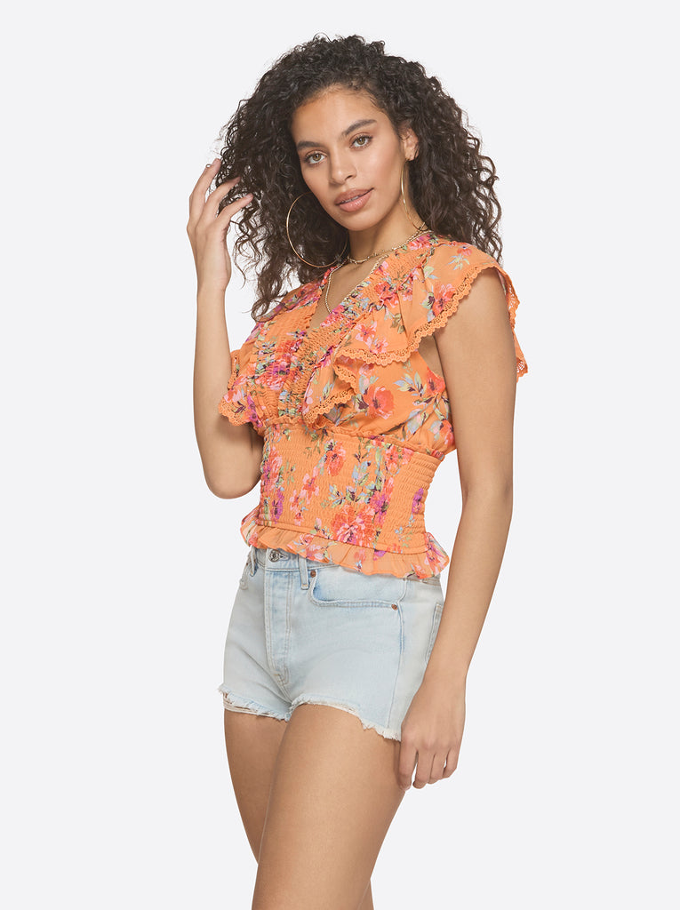 Lilianna Top in Watercolor Roses