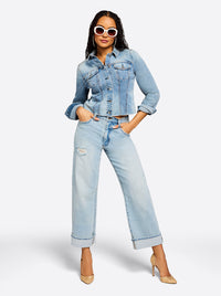 Valentine Wide Leg Boyfriend Jeans in Dearest