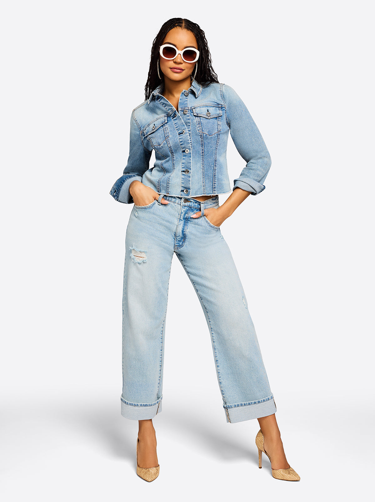 Valentine Wide Leg Boyfriend Jeans in Dearest
