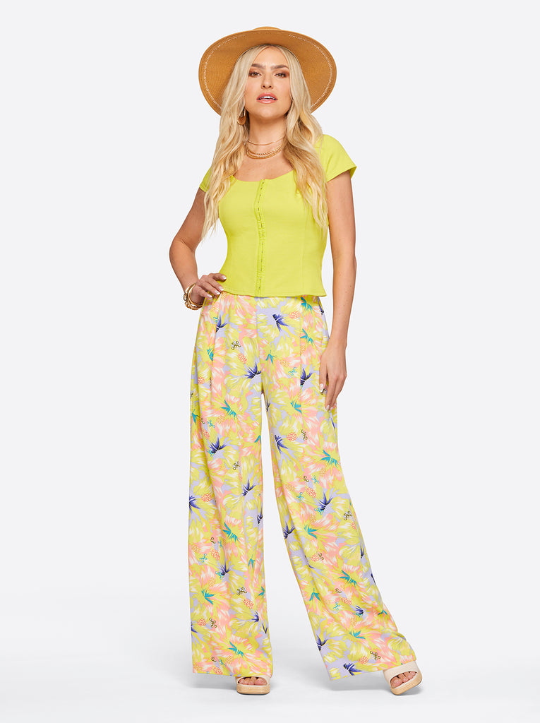 Winnie Wide Leg Pants in Candy Hibiscus