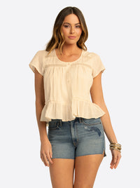 JS Jessica Simpson Mirna Blouse in Whitecap Gray
