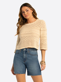 JS Jessica Simpson Mosi Sweater Tee in Whitecap Gray