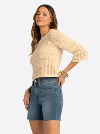 JS Jessica Simpson Mosi Sweater Tee in Whitecap Gray