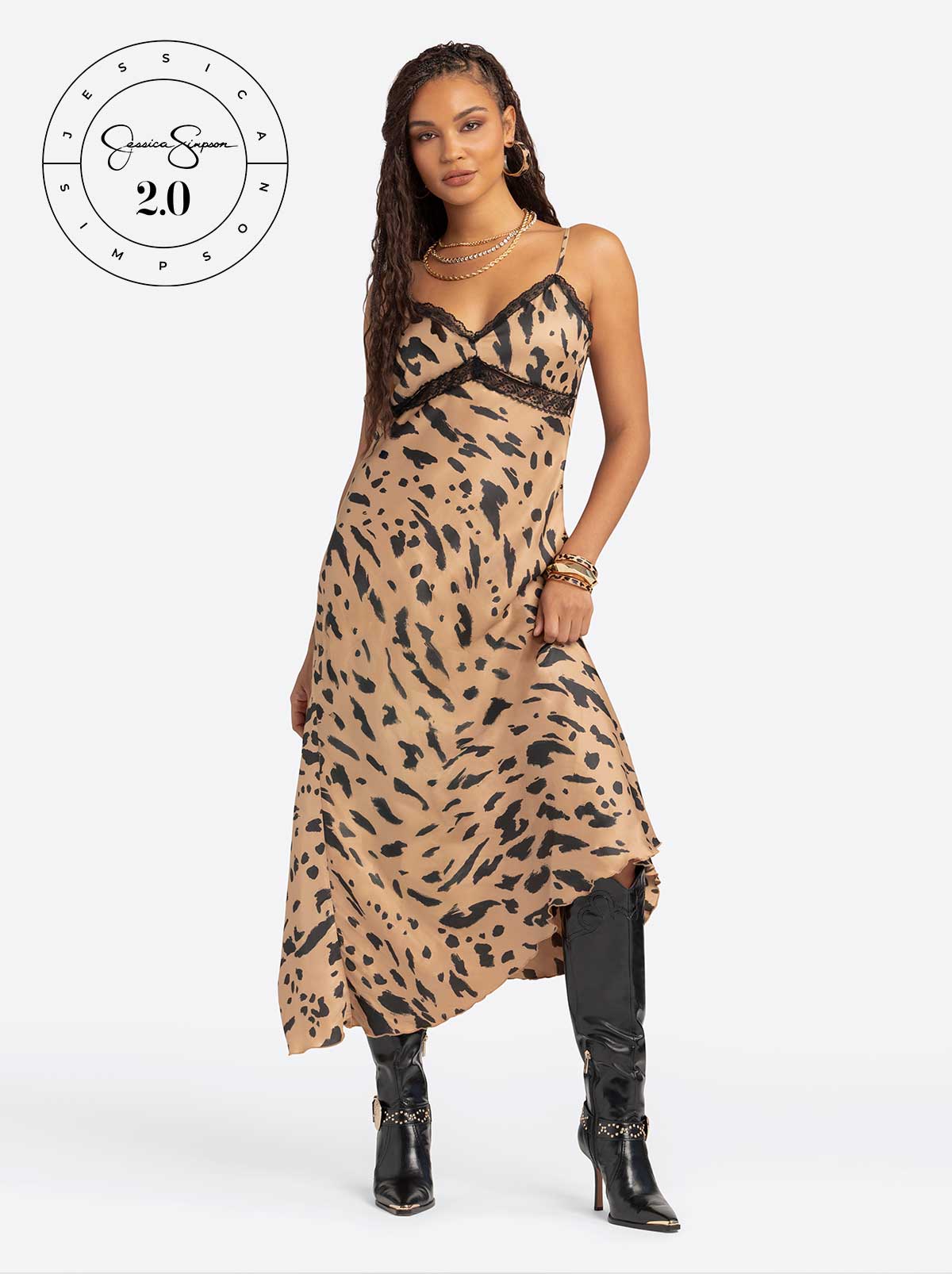 Jessica Simpson 2.0 Bias Dress in Animal Print - Cameo Rose XS Jessica Simpson 2.0 Bias Dress in Animal Print - Cameo Rose XS