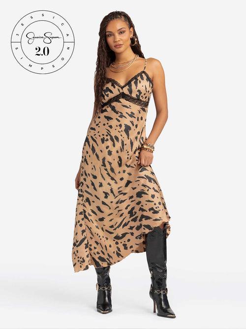 Jessica Simpson 2.0 Bias Dress in Animal Print - Cameo Rose XS Jessica Simpson 2.0 Bias Dress in Animal Print - Cameo Rose XS