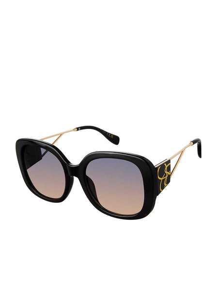 Jessica Simpson J5711 OXGLD Women\'s Vintage Oval Sunglasses- Black & Gold-New Oversized Oval Sunglasses in Black – Jessica Simpson main image 3