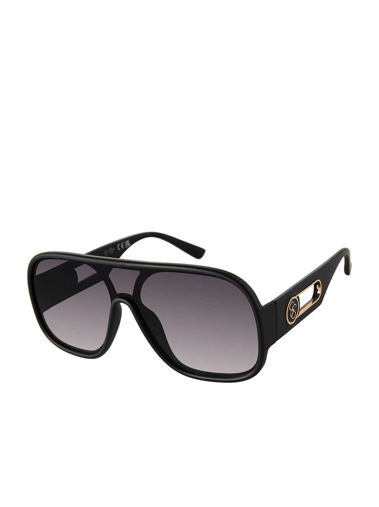 Modern Shield Aviator Sunglasses in Matte Black