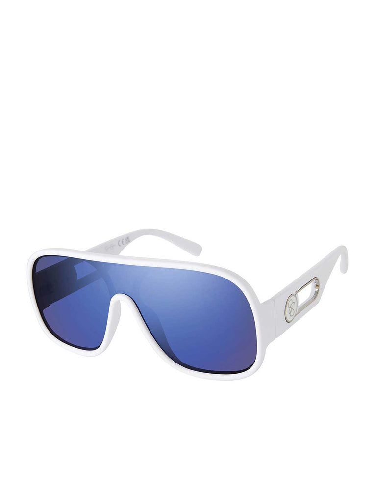 Modern Shield Aviator Sunglasses in Matte White