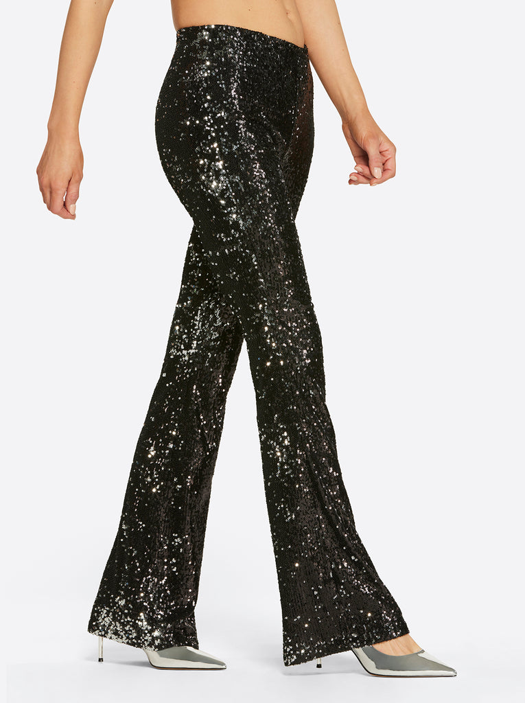 Pull On Flare in Black Sequin