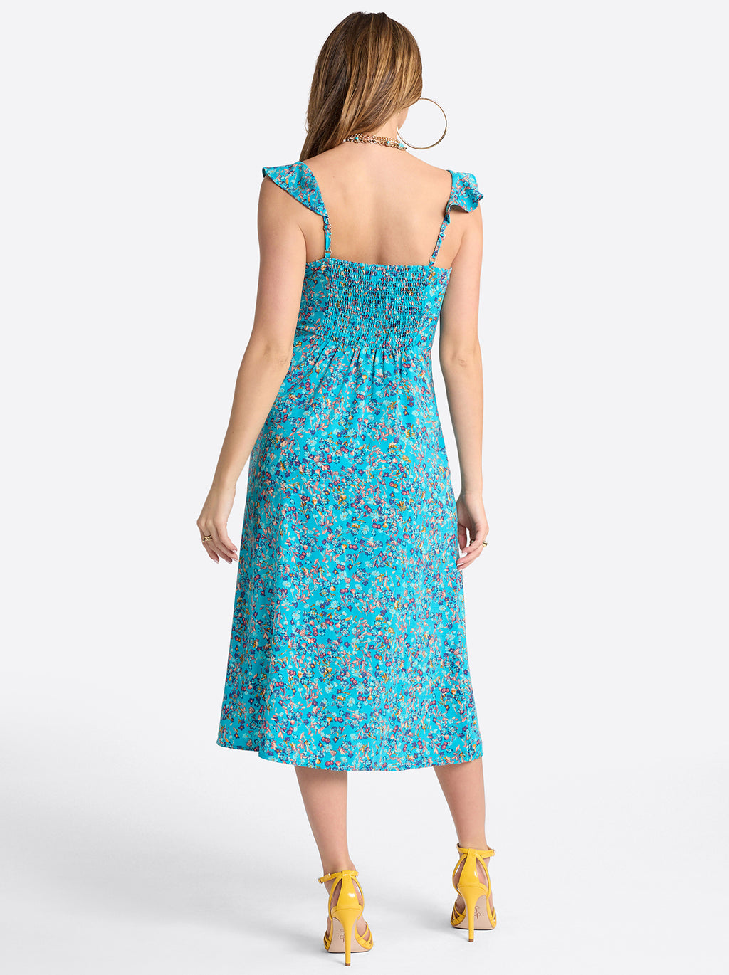 Sahira Dress in Tile Blue Acrylic Ditsy