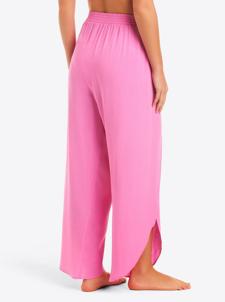 Basic Solid Beach Pant Cover Up in Pink Parfait